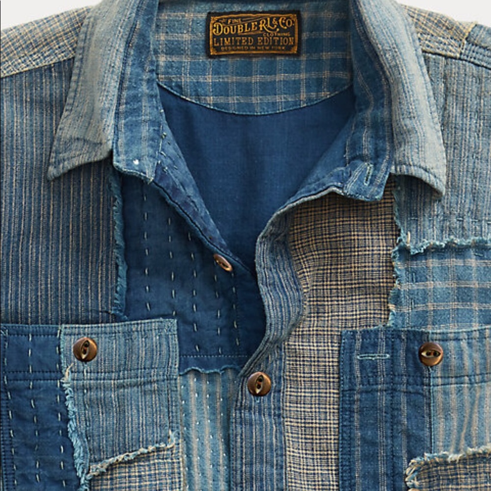 RRLpatchwork button shirt
